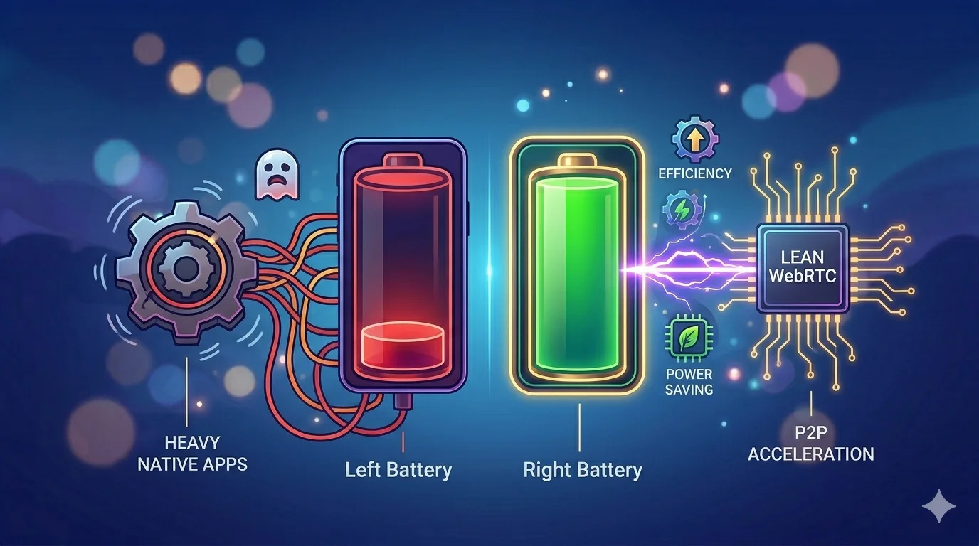 Technical illustration of a full green battery compared to a draining battery