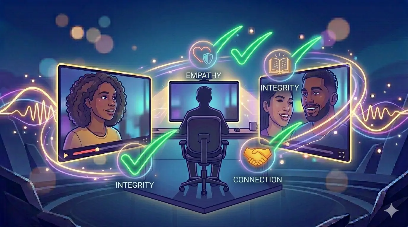 Digital illustration identifying positive indicators in a video connection