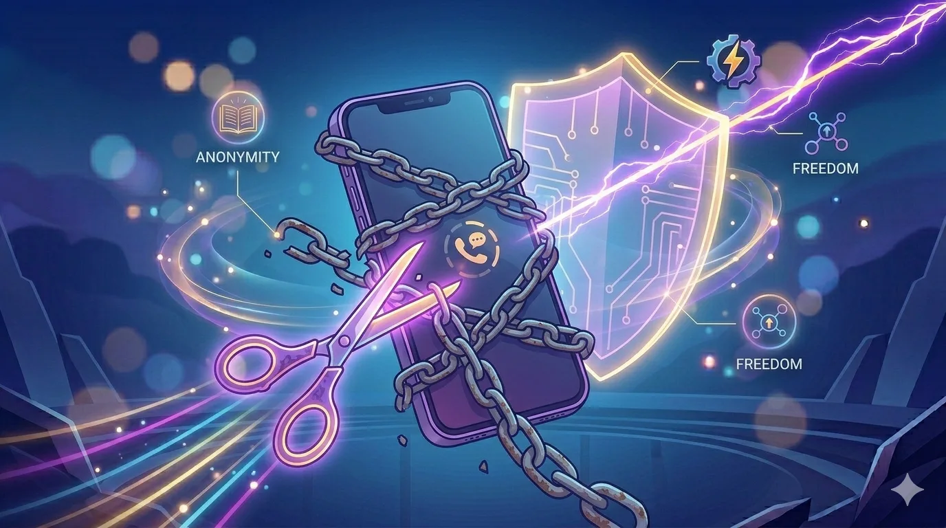 A smartphone breaking free from the chains of SMS verification