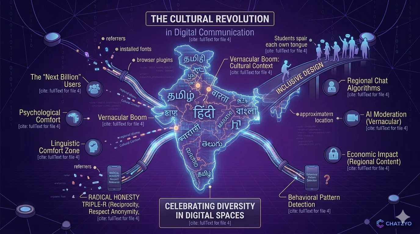 Digital map of India showing regional language chat growth